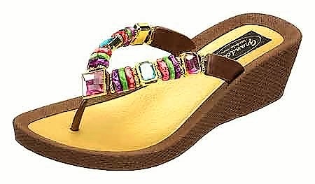 rainbow wedge thong sandal